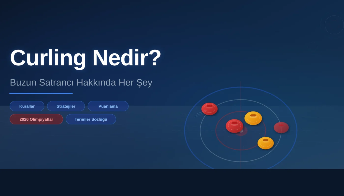 Curling nedir kapak görseli - buz üzerinde curling taşları ve house hedef dairesi